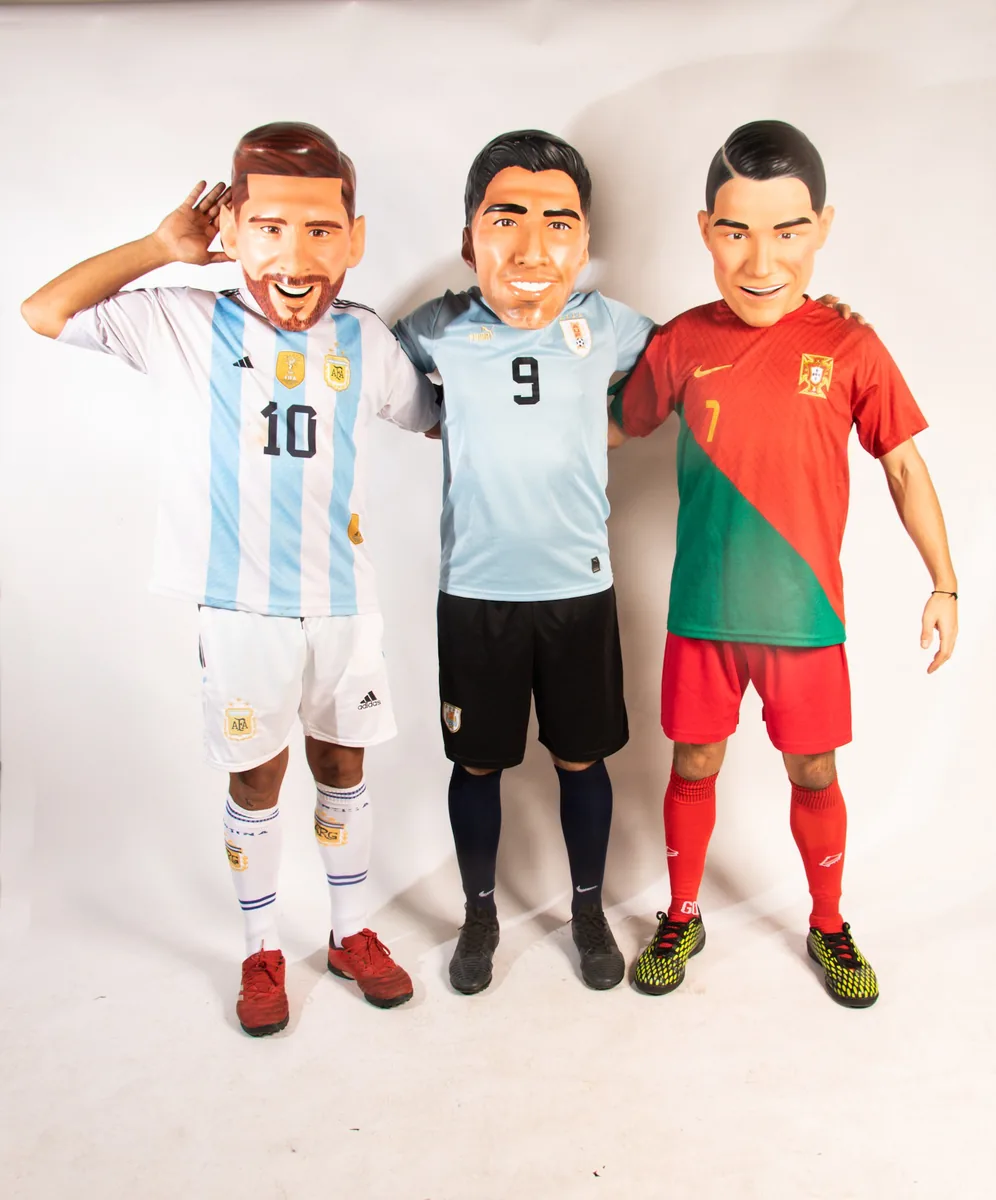 Cabezudos de Messi, Suárez y Cristiano Ronaldo