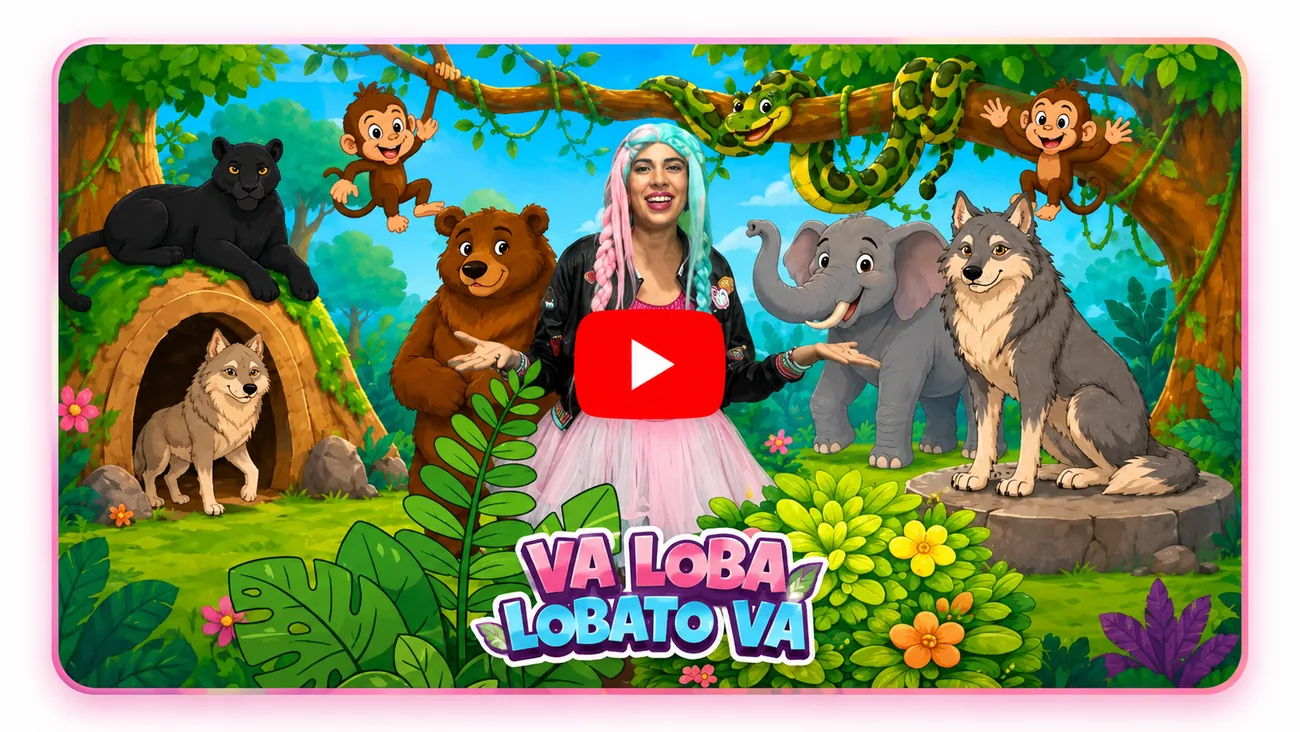 Wandi Kids cantando rodeada de animales de la selva